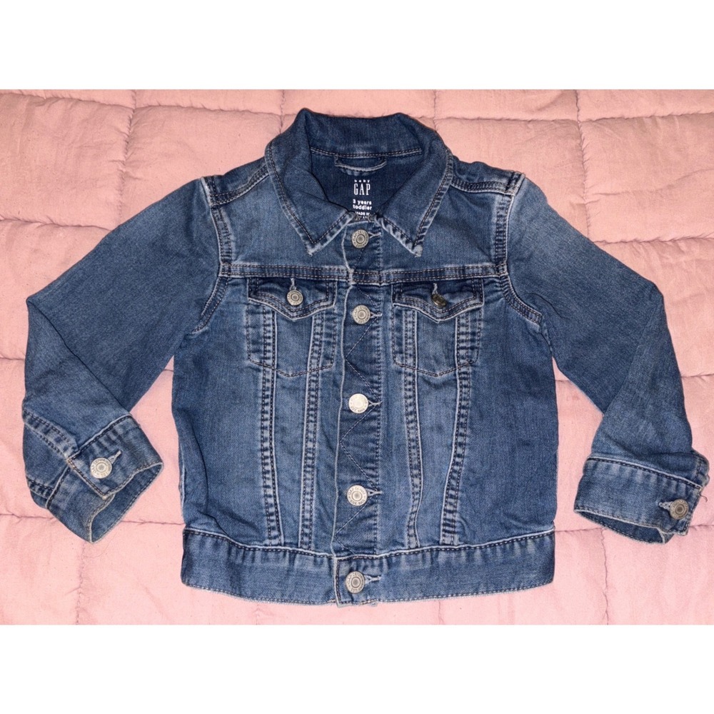 Baby GAP Blue Denim Jacket Button Front Trucker Toddler Size 3 Years